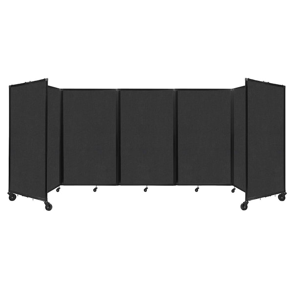 Versare Room Divider 360 Folding Portable Partition 14" x 5' Black Fabric 1160502 - main